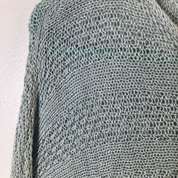 Womens Tahari Linen Knit Sweater Pullover 3/4 Dolman Sleeve Green M - Picture 6 of 7